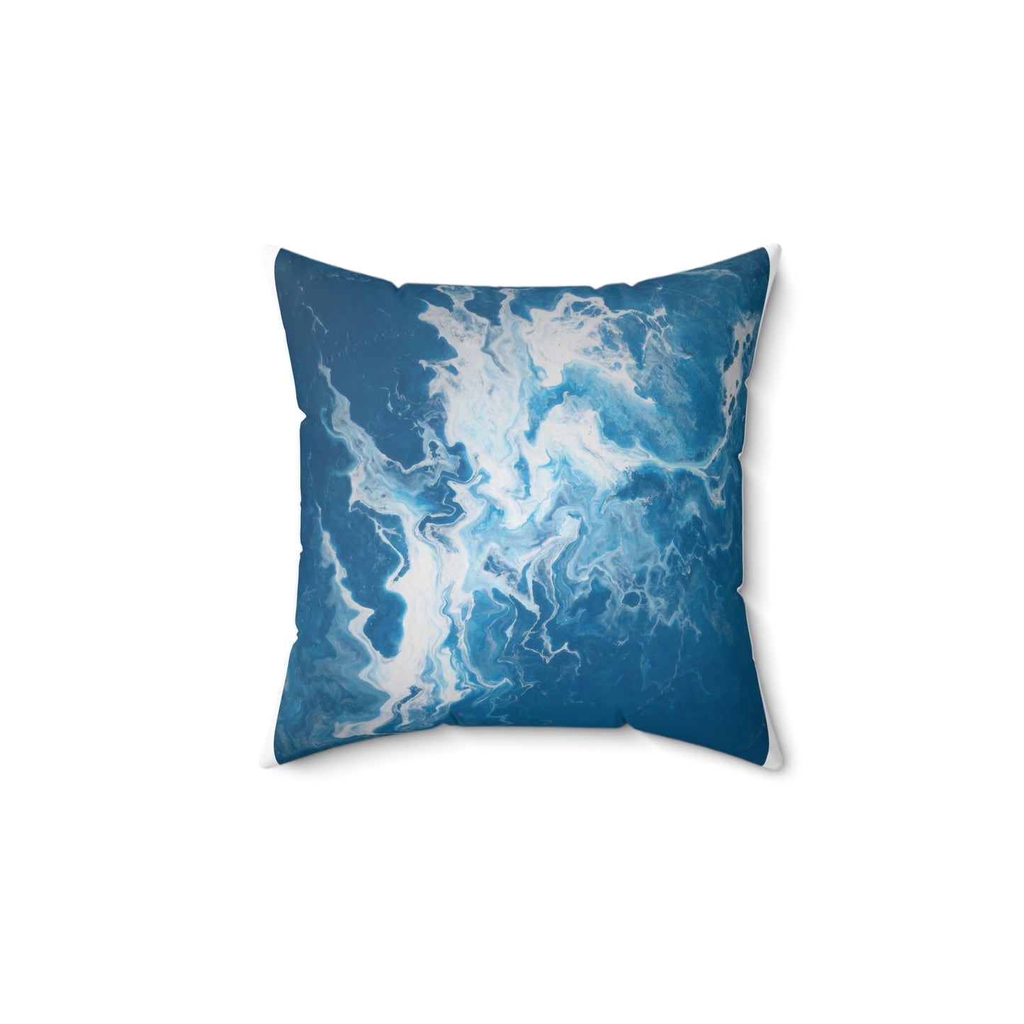 Square Pillow - Bold Blue and White Ocean Theme Hand Painted Original Artwork Pillow