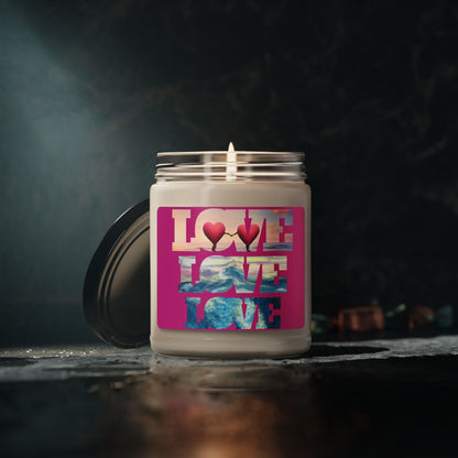 Candle - Beachy and Romantic 2 Hearts Design for Love and Valentine's Day