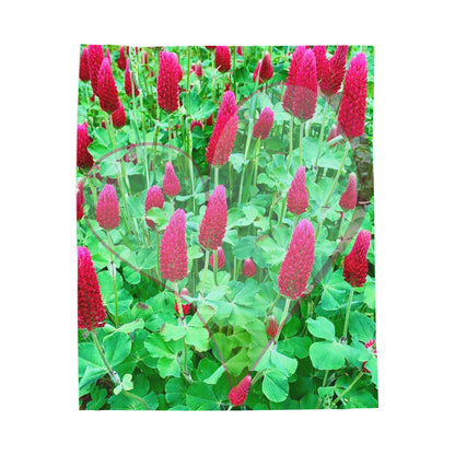 Plush Blanket With Ruby Red Flowers