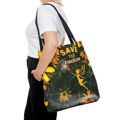 Fairy And Firefly Nature Inspired Short Sleeve Tote Bag - 'Save the Fireflies' Quote