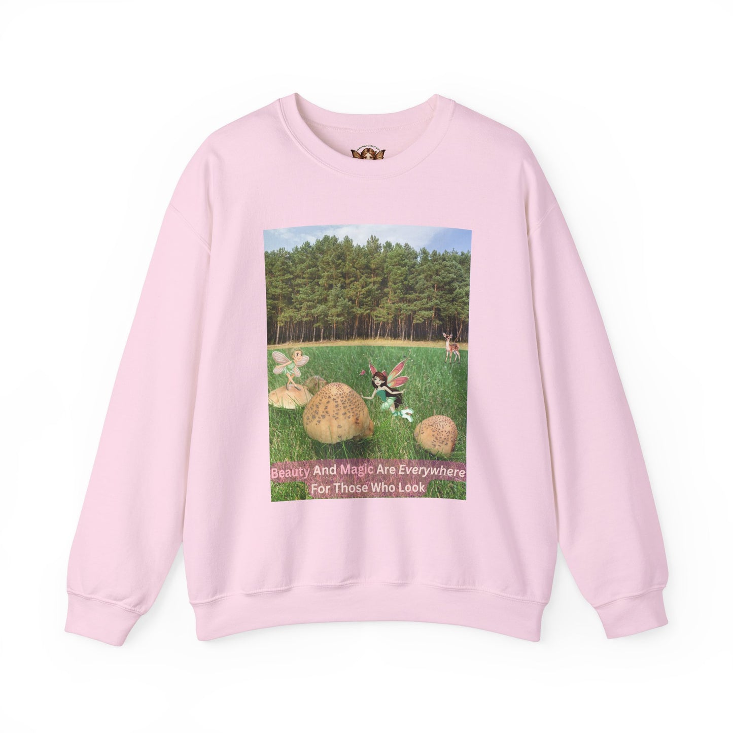 Whimsical Forest Fairies With Inspirational Quote - Crewneck Sweatshirt