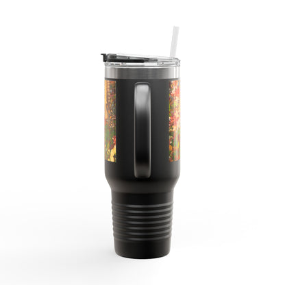 Swallowtail Butterfly And Flowers Insulated Travel Mug, 40oz