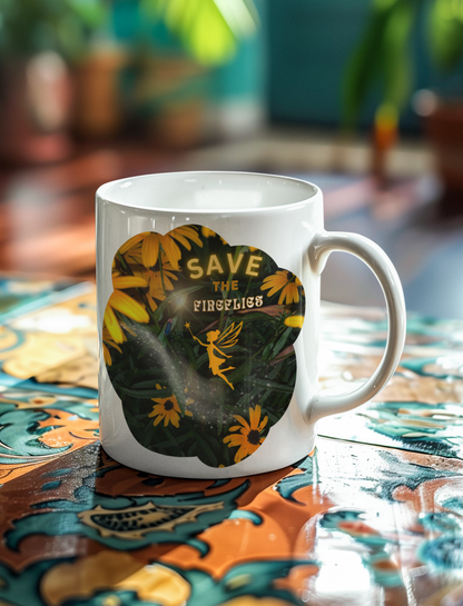 Mug - Whimsical Fairy And Firefly 'Save the Fireflies' Quote