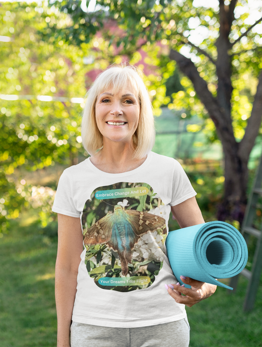 Inspirational Blue Butterfly And Flowers Short Sleeve Tee