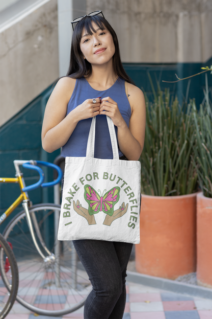 Butterfly Tote Bag - Whimsical Nature Lovers - 'I Brake for Butterflies'