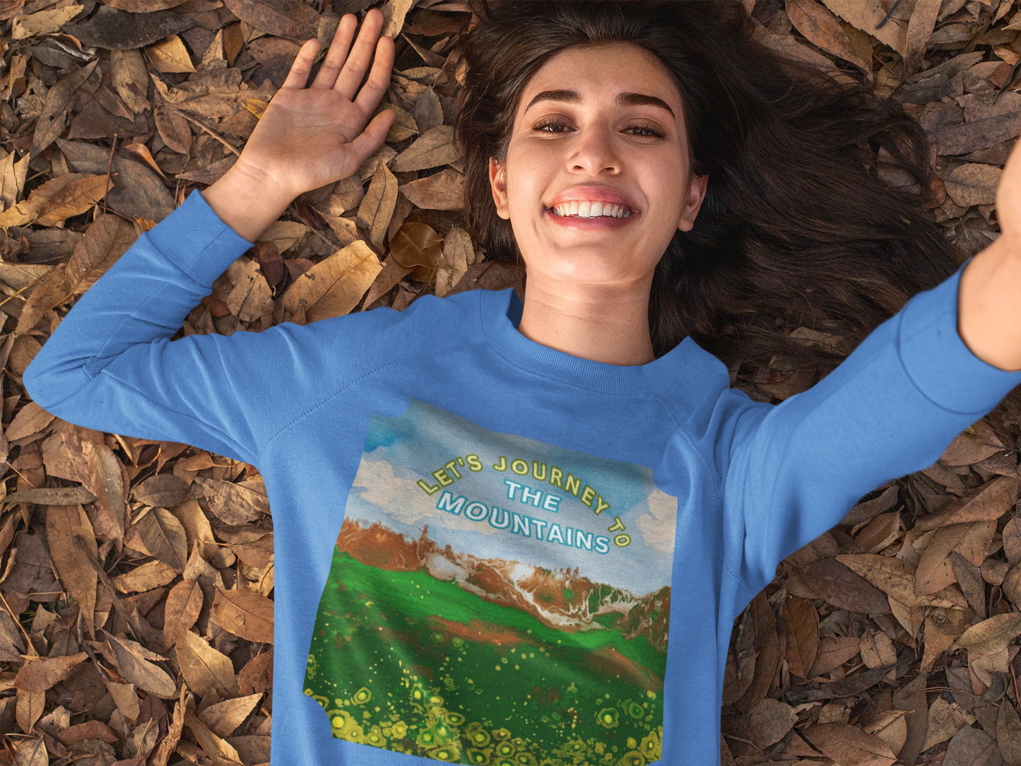 Mountain Landscape Original Painting - Crewneck Sweatshirt