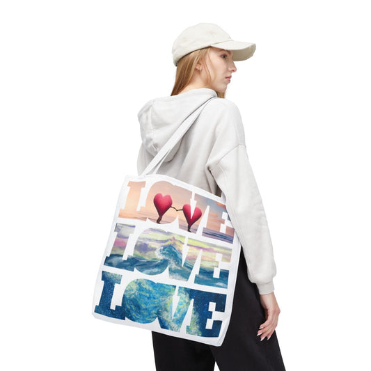 Heart Tote Bag - Romantic Love Beachy Design