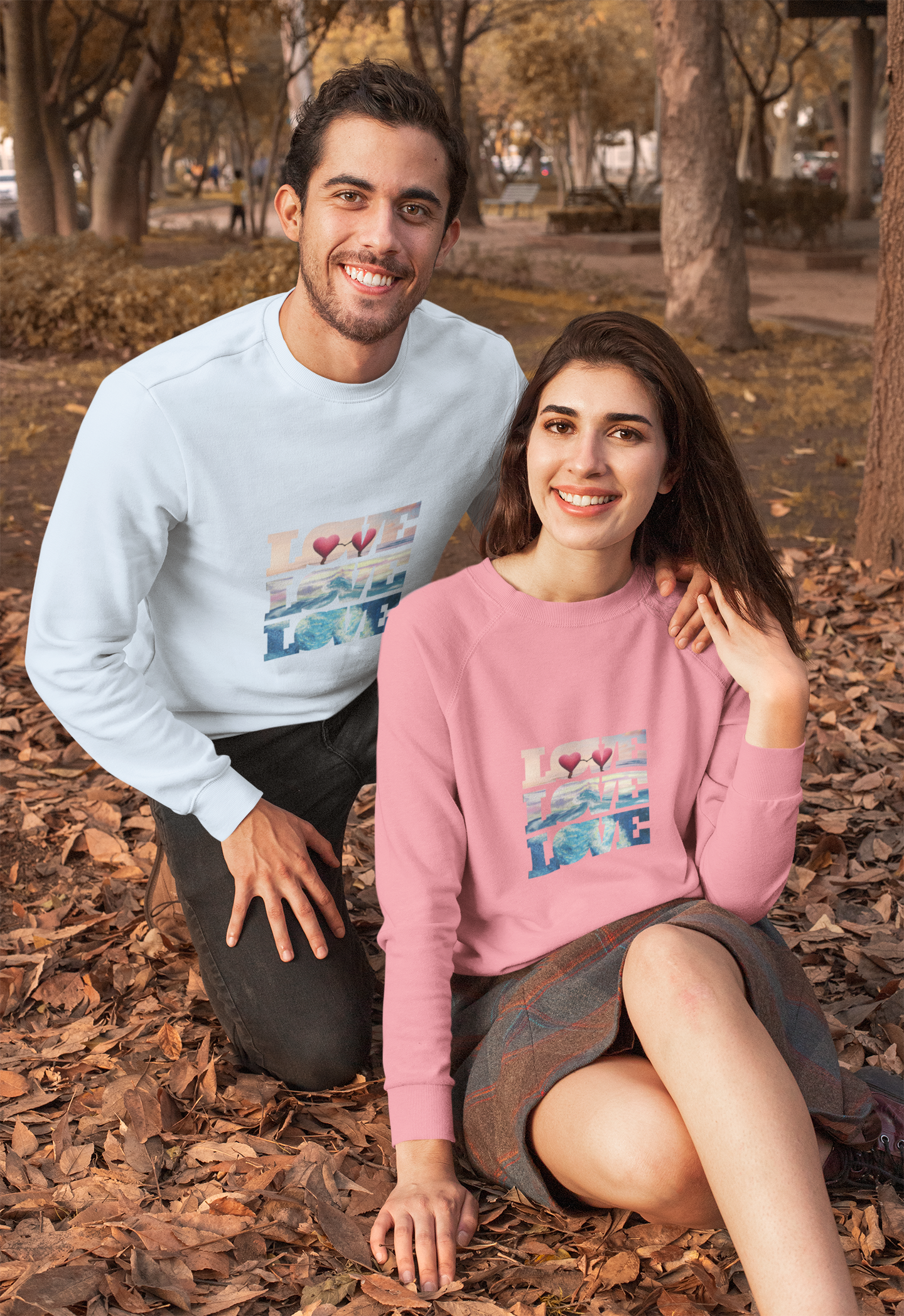 Beachy Romantic Hearts Crewneck Sweatshirt