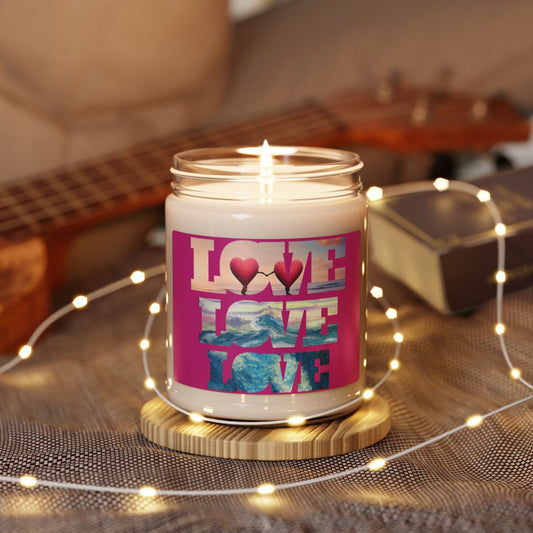 Candle - Beachy and Romantic 2 Hearts Design for Love and Valentine's Day