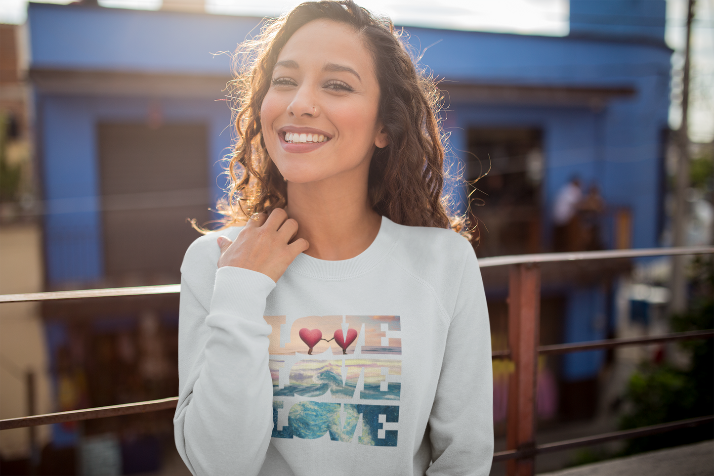 Beachy Romantic Hearts Crewneck Sweatshirt